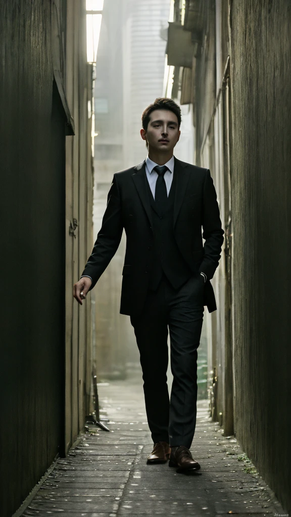 1人,A 25-year-old muscular man,Artistic surrealism,whaite hair,darkly,background inside dark,Business suit,smog,tailcoat,smokes,,Blood on the face,,Surrealist upper body,gentlesoftlighting,tmasterpiece,best qualtiy,8K UHD,digital SLR camera,Midjourney and greg rutkowski's Fujifilm XT3 realistic painting art