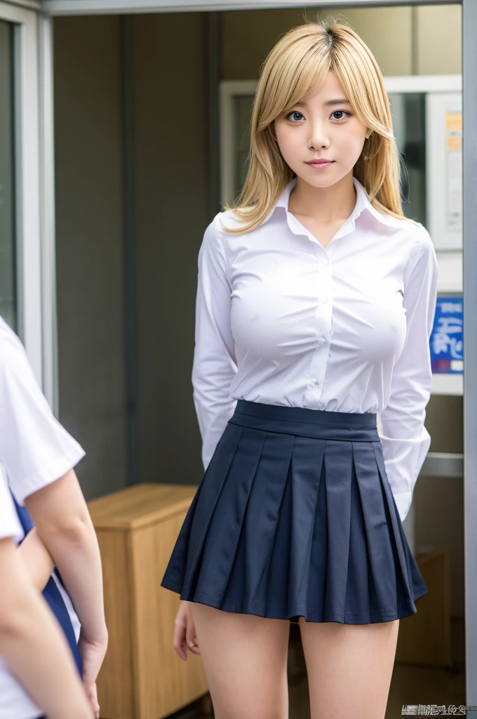 Matsumoto Rangiku Bleach 36 years old　Big Breasts　woman　Big eyes　Blonde　Japanese　classmate　Saggy breasts　Sexy appeal High school uniform　whole body　I can see your pants　I can see your ass　mini skirt　Tense shirt　Someone is molesting me