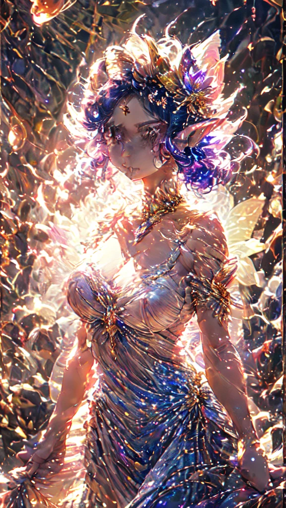 A fairy throwing fireballs, Beautiful, Mature Woman, (Curvy Body), gown made of light,  Long Burgundy Hair, 8K 3D, HDR, dramatic look, dramatic pose, gorgeous face, masterpiece collection, impressionist masterpiece, volumetric lighting, textural, ornate motifs, extreme detail, ultra hd, 16k, HDR, fantasy painting