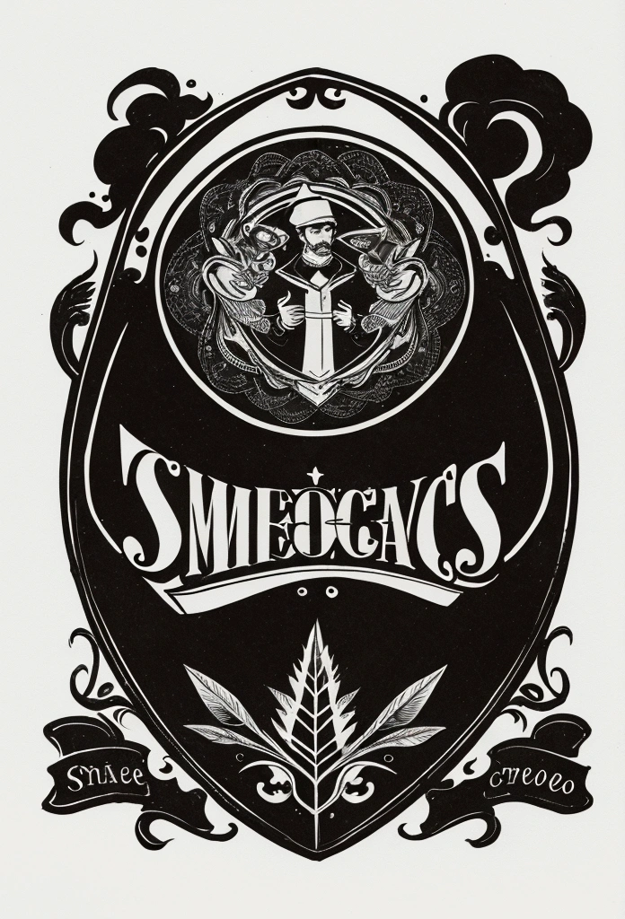 a hipster hand drawn typo logo. set against a solid black background, depicting the name "Smokey Grease & Co."