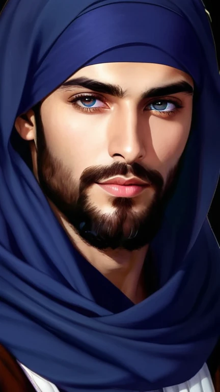 ultra-realistic 30-year-old incredibly handsome brutal men as sheikh, with bright eyes, looking in front of camera, hd portrait, photorealistic