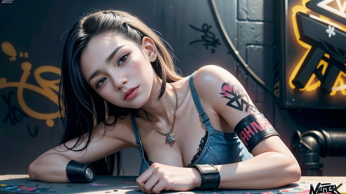techno music, house music, dancing girls, DJ girl, realistic, high res, black lace up panties, bondage fashion, tattoos, piercing, brads, live music, class, Nightclub DJ, Dancing Inspired, Looking at Camera, Wide shooting, cinema lens, skin glowing,