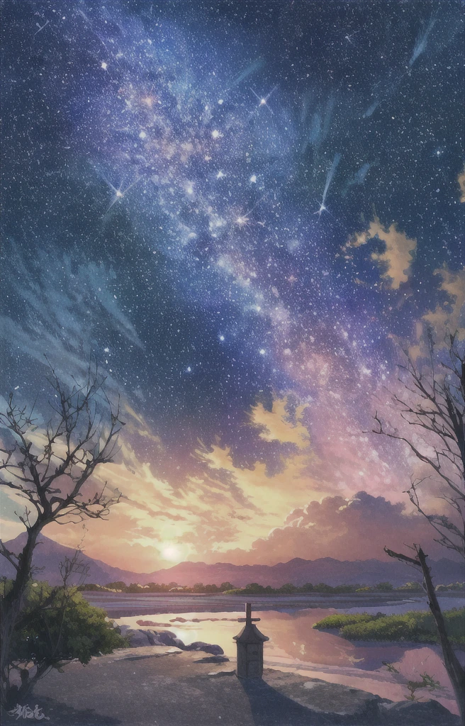 Highest quality、Fantasy、Starry Sky、night、forest