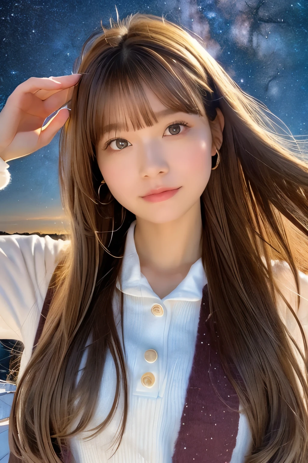 high quality, 最high quality, Tabletop, Detailed portrait of a woman 1 Girl, 14歳, Long Hair, (floating, space, milky way, colorful), Warm lighting, goddess, milky way, scenery, colorful hair wreath, {{{最high quality}}}, {{Very detailed}}, {shape}, Movie angle, {Detailed light},Cinema Lighting, Celestial, Dynamic pose