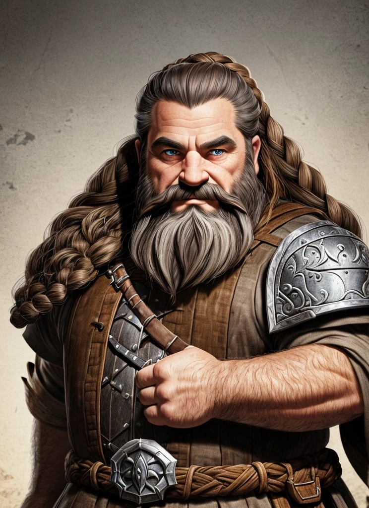 Dwarf in full grey armor, medieval fantasy dwarf, stark, plumpness, with light brown hair and a long braided beard, wearing full plate armor, a mad look, fully body, standing alone, fancy, Dwarf Medieval RPG, Closeup portrait of a dwarf with a braided beard, Dwarf braided beard, 4 k image, 超A high resolution, inside royal dwarf hold, High details, best qualityer, 16K, [ultra detaild], master part, best qualityer, (extremely detaild), fully body, photorrealistic, arte de fancy, Arte de RPG, d&d art, an image of a dwarf in his hold (intense details, best qualityer), dwarf male fantasy (intense details, master part, best qualityer),(intense details, master part, best qualityer), brown hair, dynamic blue eye color, Ultra Detailed Face (intense details, master part, best qualityer), long beard, brown beard