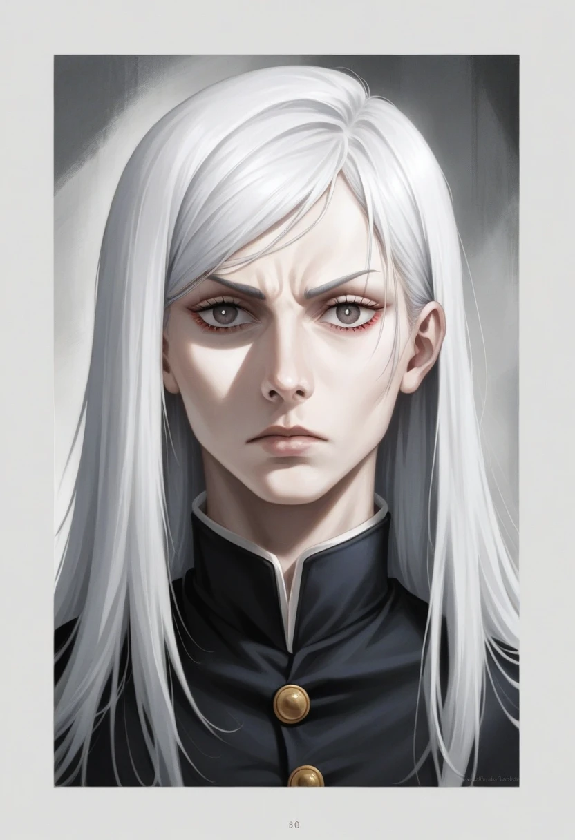Gojo Satoru from Jujutsu Kaisen, realistic, highly detailed, photorealistic, retro style, vintage, cinematic lighting, dramatic shadows, muted colors, 8k, masterpiece, (best quality:1.2), (realistic:1.37), (photo-realistic:1.37), extremely detailed face and eyes, expressive face, intricate details, dynamic pose, brooding expression, mysterious aura, intricate costume design, flowing white hair, complex background elements, atmospheric setting, dramatic lighting, cinematic composition, vibrant colors, gothic, moody, atmospheric