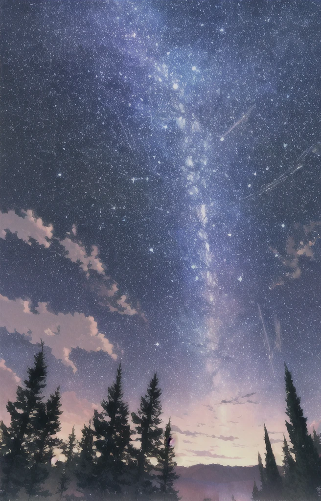 Highest quality、Fantasy、Starry Sky、night、forest