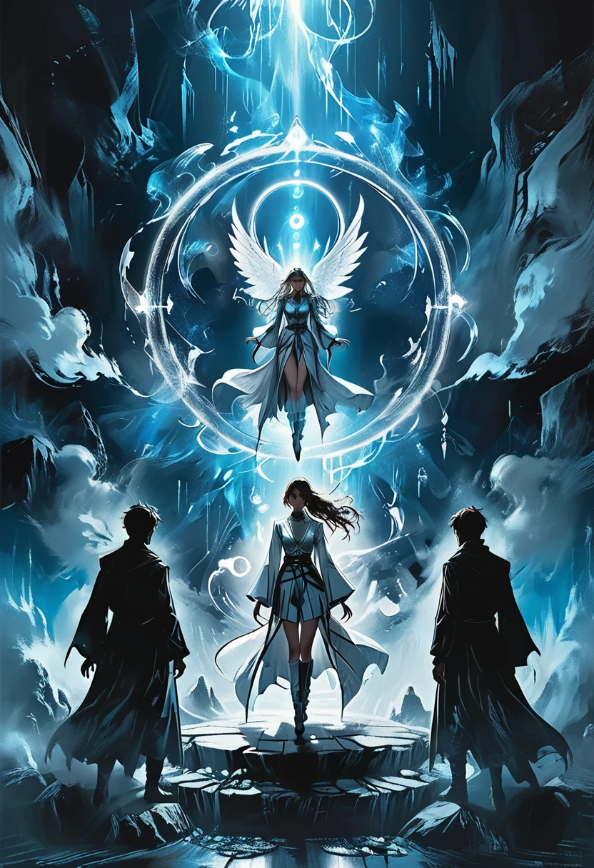 (masterpiece, best quality), (multiple characters, group, floating, glowing blue circle), (male and female characters, various poses, different outfits), (magical symbols, summoning circle, ethereal light), (anime style, detailed characters, dynamic composition), (high contrast, blue and white color scheme, mystical atmosphere), (dramatic lighting, diverse characters, futuristic setting), (action scene, intense, vibrant) graphic style of novel comics, perfect hands, 2d,
8k, hyperrealism, masterpiece, high resolution, best quality, ultra-detailed, super realistic, Hyperrealistic art, high-quality, ultra high res, highest detailed, lot of details, Extremely high-resolution details, incredibly lifelike, colourful, soft cinematic light,
