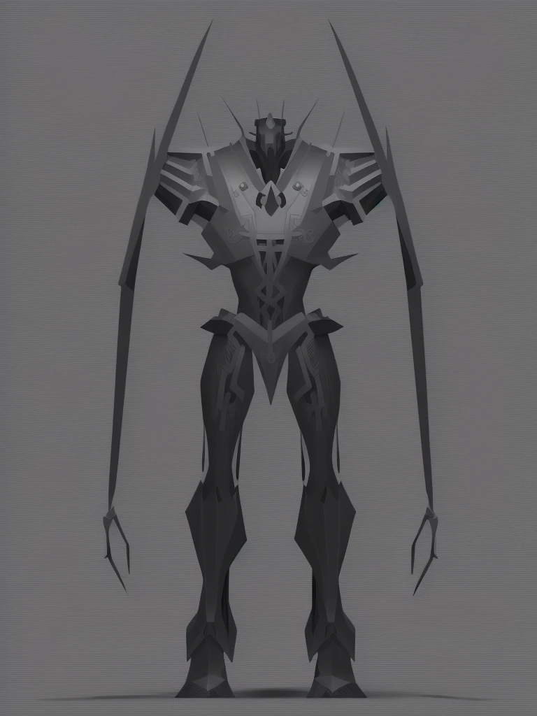 a creepy and eerie paladin with extremely lanky proportions, full body render, dnd character art, isometric symmetry, vector art, render art