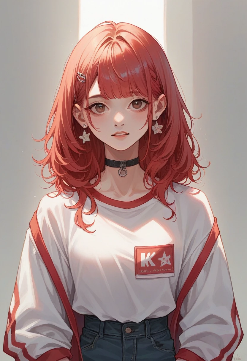 Kehoo, kpop arist, with a red hair girl, alt resulution, dark, realism