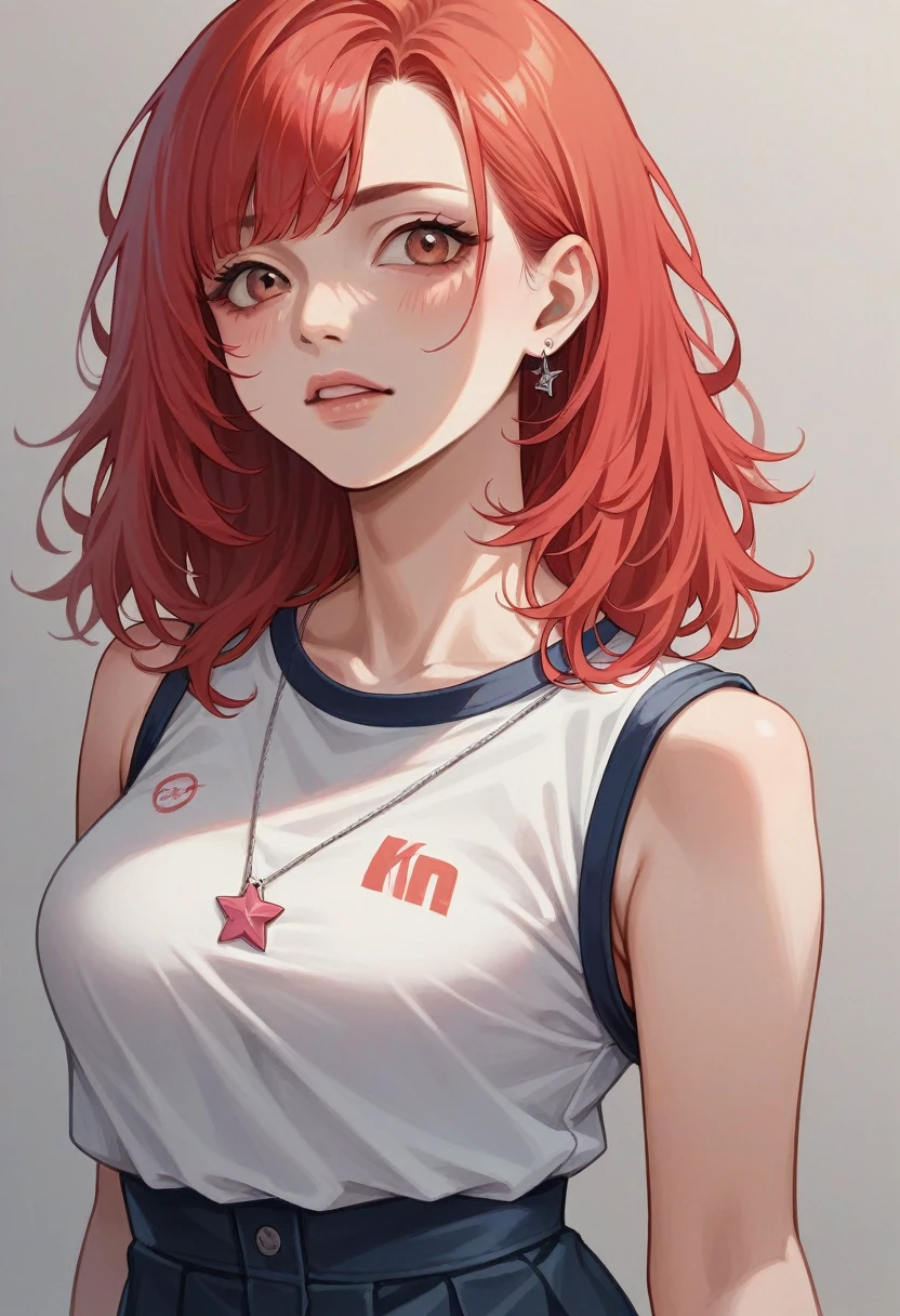 Kehoo, kpop arist, with a red hair girl, alt resulution, dark, realism