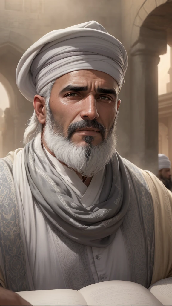 Happy 8k ultra-realistic 45-year-old incredibly handsome brutal men as sheikh, with bright eyes, looking in front of camera, hd portrait, photorealistic