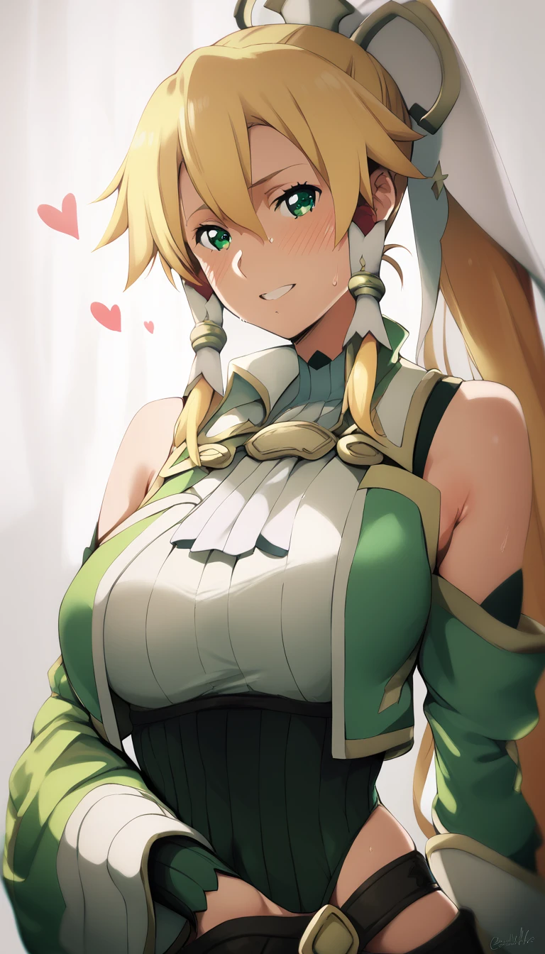 score_9, score_8_up, score_7_up, score_6_up, uncensored, suguha kirigaya, long hair, blonde hair, hair ornament, green eyes, ponytail, hair tubes, sweating, BREAK (masterpiece:1.2), best quality, high resolution, (detailed eyes:1.3), perfect lighting, (perfect hands, perfect anatomy), hearts, pleasured, standing, implied fingering, hand under clothes, fingering, 