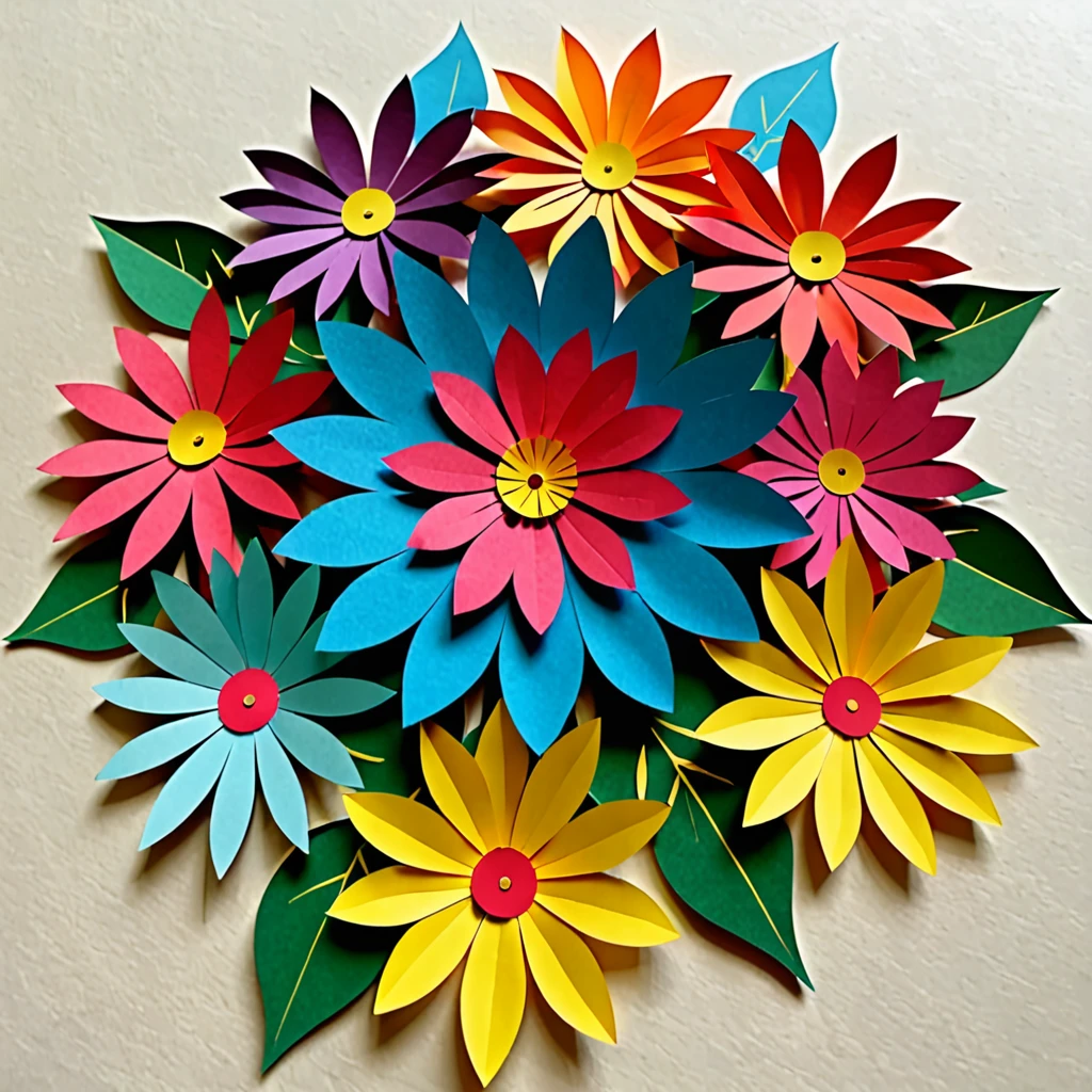 Paper Cutting,flower,different colors,