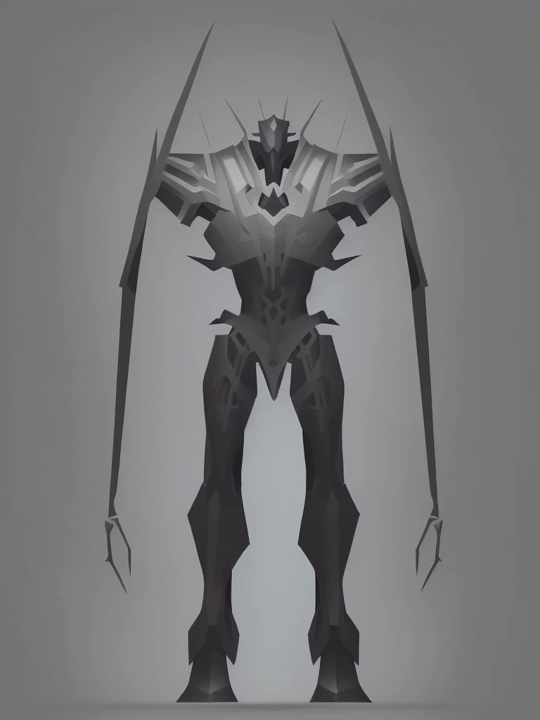a creepy and eerie paladin with extremely lanky proportions, studded leather armor strapped over cyan royal cloth, full body render, dnd character art, isometric symmetry, vector art, render art