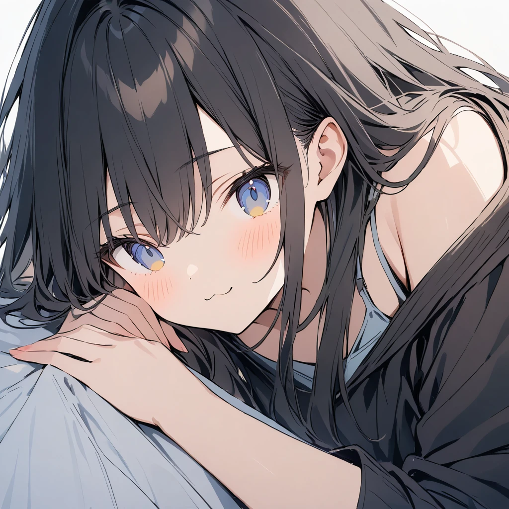 High resolution, Attention to detail, high quality, High resolution, 最high quality, 4K, 8K, Awards、White background、Black Hair、long hair、Slanted Eyes、cute、Shooting distance: 3m