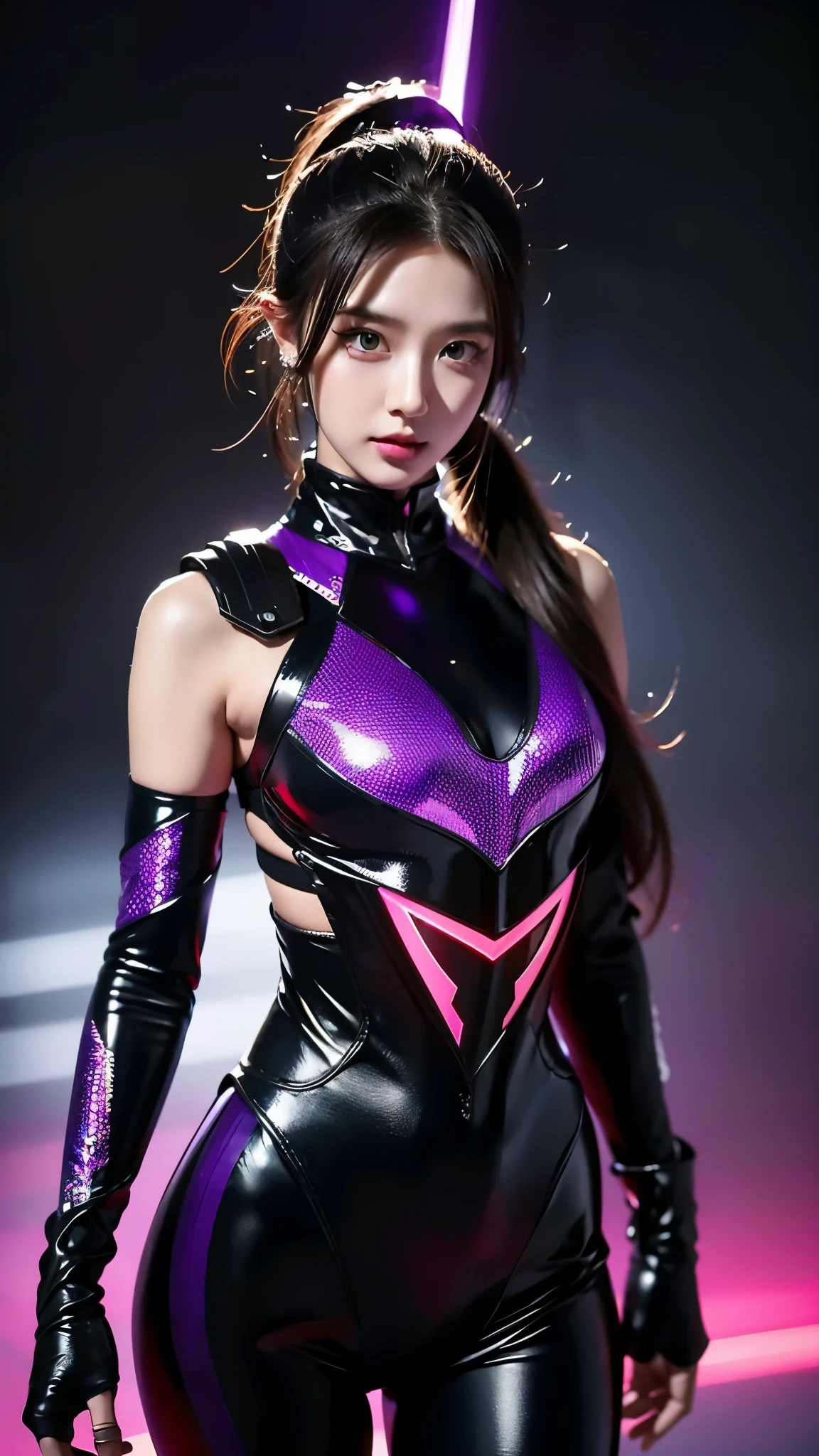 and moss,Long blacK ponytail and waist, V-shaped mechanical helmet, Helmet eyes with purple glow, Wears a blacK-purple mech suit,The blacK tattered cloaK swayed in the wind, stand in purple,, LifeliKe, best picture quality, Highest clarity and sharpness, original, surrealism, high detail, futurism, action painting, Chiaroscuro, ray tracing, motion blur, cowboy lenses, Battle Pose Diagram, sense of layers, holographic displays, CyberpunK Style,amazing, fine details, masterpiece,best quality,official art, very detailed Cg unity 8K wallpaper,Rendering with high octane, 8K, best quality, masterpiece, illustration, very delicate and beautiful, very detailed ,CG ,unity ,wallpaper,Top quality digital art, amazing 예술, Wallpaper 4K,8K,K, HD, 탁월한 masterpiece, dynamic lighting, cinematic, epic