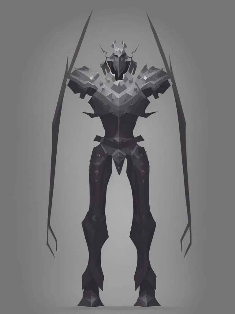 a creepy and eerie paladin with extremely lanky proportions, studded leather armor strapped over cyan royal cloth, full body render, dnd character art, isometric symmetry, vector art, render art