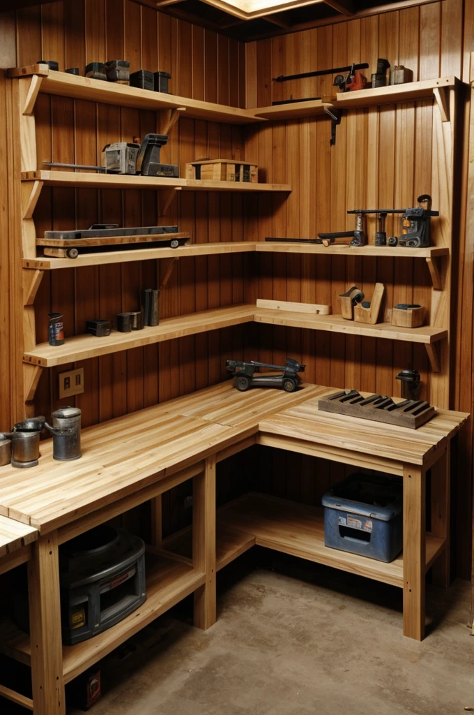 One corner of the wood shop .some of the craftsman's tools were scattered in the container and some of the craftsman's tools were visible on the floor of the store