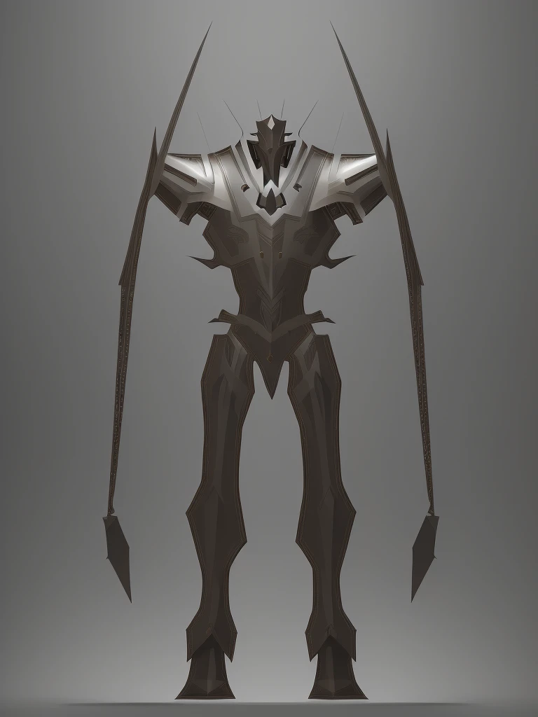 a creepy and eerie paladin with extremely lanky proportions, studded leather armor strapped over cyan royal cloth, full body render, dnd character art, isometric symmetry, vector art, render art