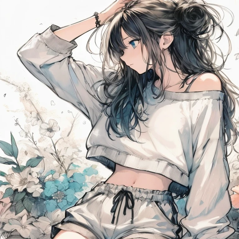a drawing of a woman with long hair and a white shirt, beautiful Anime Girls, 4K Manga Wallpapers, Anime Girls with long hair, attractive Anime Girls, Anime Style 4k, Anime Girls, anime art wallpaper 4k, anime art wallpaper 4k, Anime Art Wallpapers 8K, 4k anime wallpaper, Beautiful Anime Women, Beautiful anime style, profile of Anime Girls