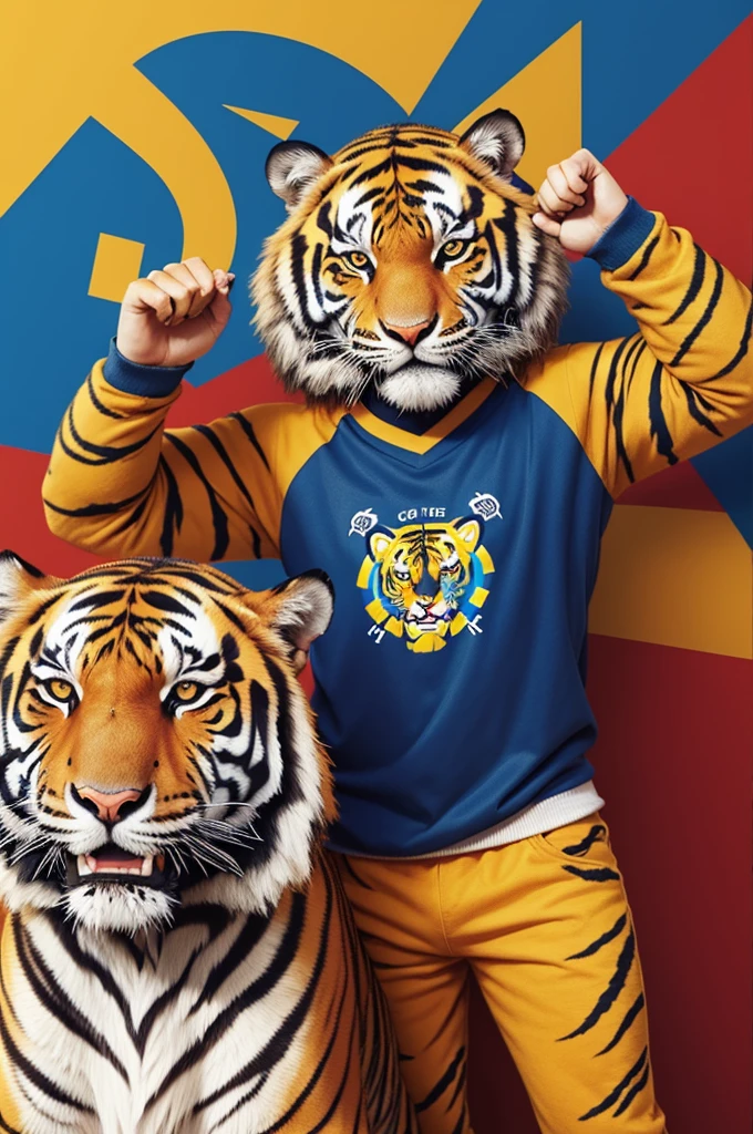 Crie uma logo, with primary colors, written STILE BR and a tiger as a mascot 