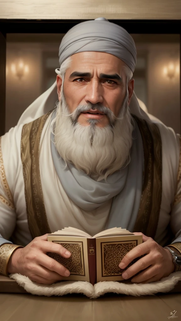 8k happy ultra-realistic 55-year-old incredibly handsome brutal men as sheikh, with bright eyes, looking in front of camera, hd portrait, photorealistic