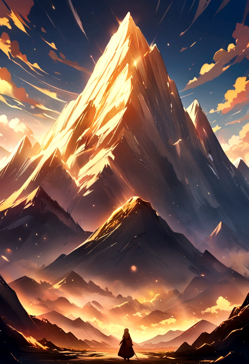 Golden light illuminating the mountain tops,
