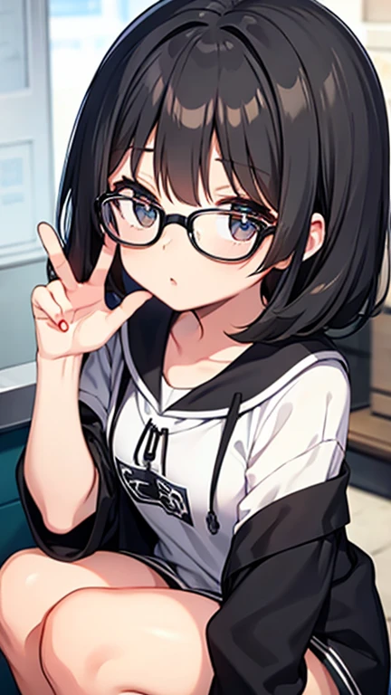 Black hair glasses、