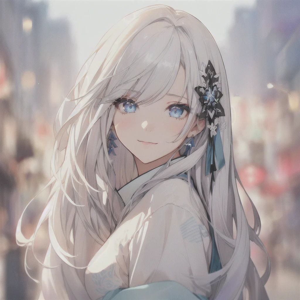 Anime girl with long white hair and blue eyes in the city, White-haired God, Beautiful anime portraits, Detailed portrait of an anime girl, Perfect white hair girl, Beautiful Anime Girls, Beautiful Anime Women, White Hair Girl, Cute Anime Girl Portrait, palace , Girl in Hanfu, From Girls Frontline, guweiz on pixiv artstation, ”Beautiful Anime Women