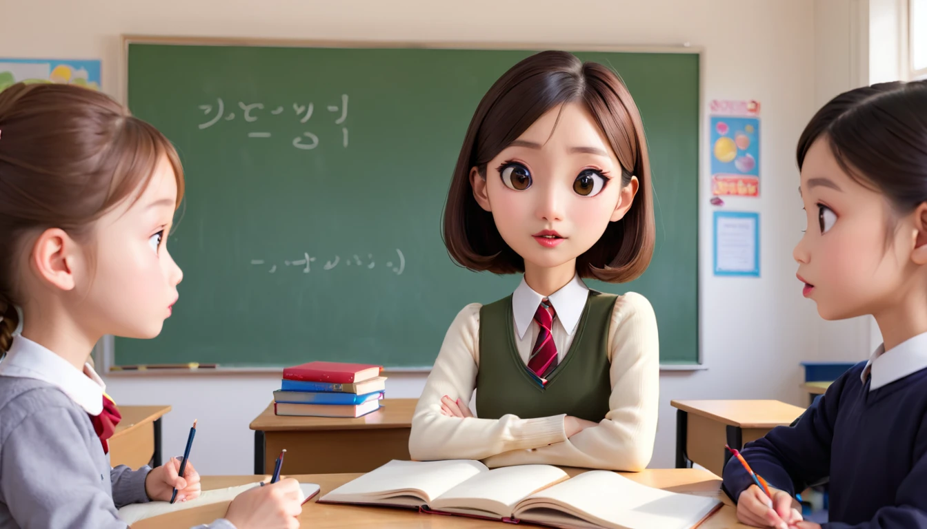 Masterpieces, the best quality, students, schools, uniforms, books, classrooms, exams, hard writing