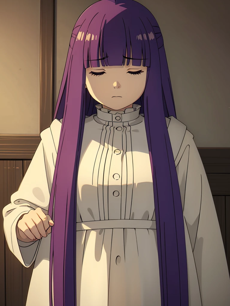 1girl,fern,fern_clothes,upper_body,looking at viewer,(half-closed eyes:1.1),shaded face,angry,closed_mouth