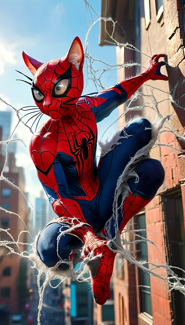 Profile of Spider-Man holding a cat