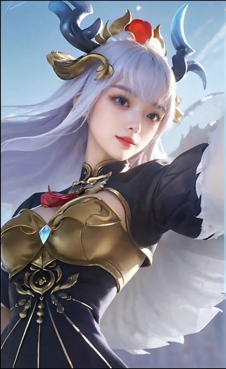 masterpiece, best picture quality, high quality, beautiful girl, Japanese, Japanese school girl, popular Korean makeup, detailed, swollen eyes, detailed eyes, detailed skin, beautiful skin, ultra high resolution, (reality: 1.4), very beautiful, slightly younger face, beautiful skin, slender, (ultra realistic), (illustration), (high resolution), (8K), (highly detailed), (best illustration), (beautifully detailed eyes), (super detailed), (wallpaper), (detailed face), looking at viewer, fine details, detailed face, pureerosfaceace_v1, smiling, looking straight ahead, looking straight ahead, angle from waist up, realistic photo, bright lighting, professional lighting, blonde, long hair, dark abandoned, big red moon, gorgeous red and black dress, mature woman,Kissshot Acerola Orion Heart Underblade