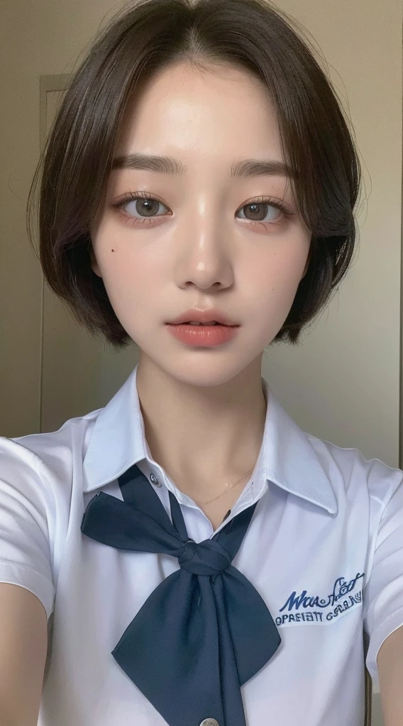 ((Highest quality, 8K, masterpiece: 1.3)), One girl, The beauty of slim abs: 1.3, (Short Hairstyles, ), , school uniform: 1.1, Super detailed face, Fine grain, double eyelid,