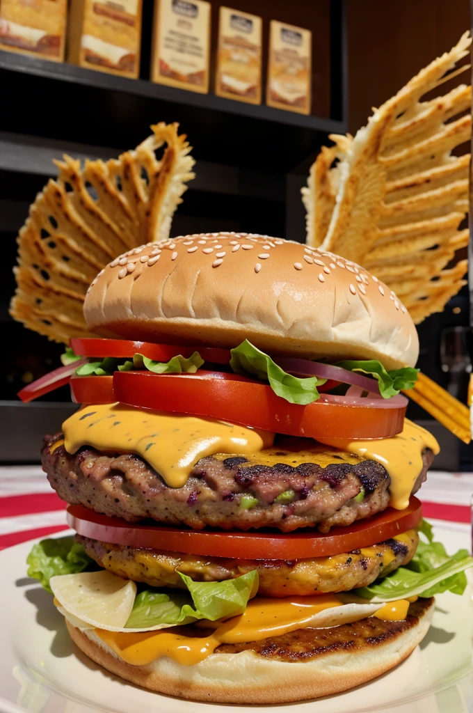 burger with wings