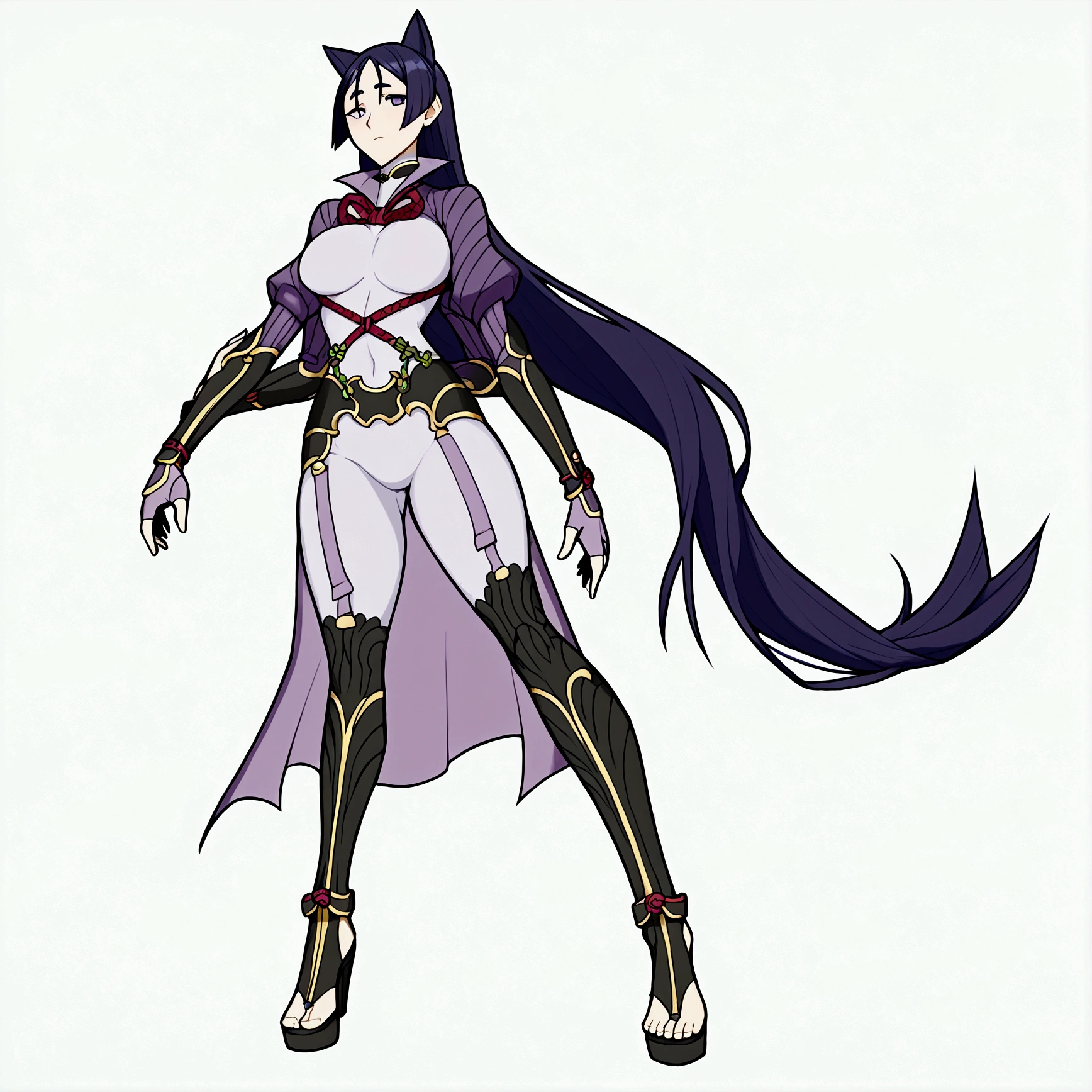 Raikou, Ninomae outfit with catsuit, 4 arms, full body.