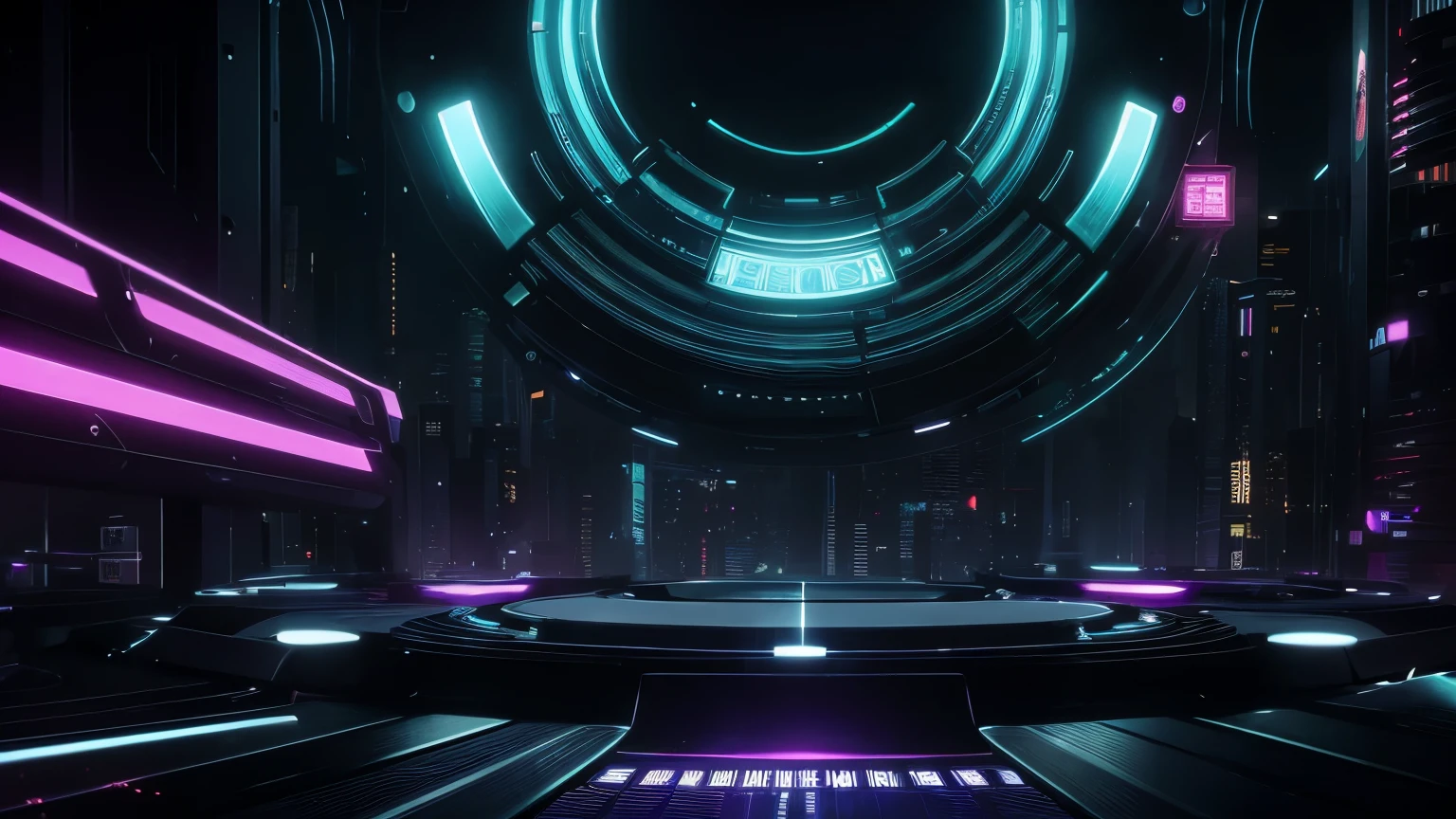 Imagine an instrumental song with a pulsing rhythm of electronic bass and strong beats, combined with futuristic synthesizers that create a futuristic party atmosphere in a nighttime metropolis.
