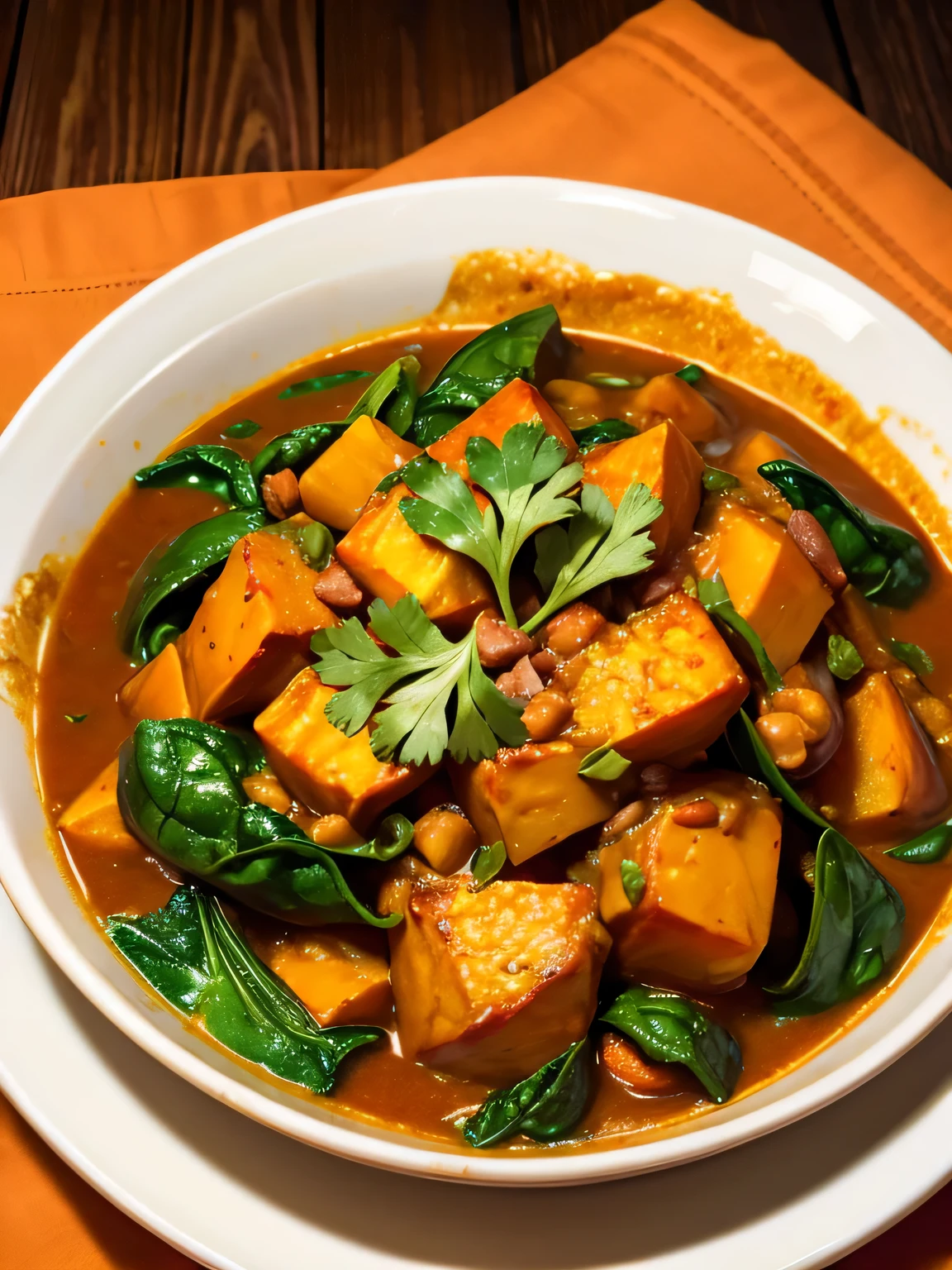 A sweet potato and spinach curry