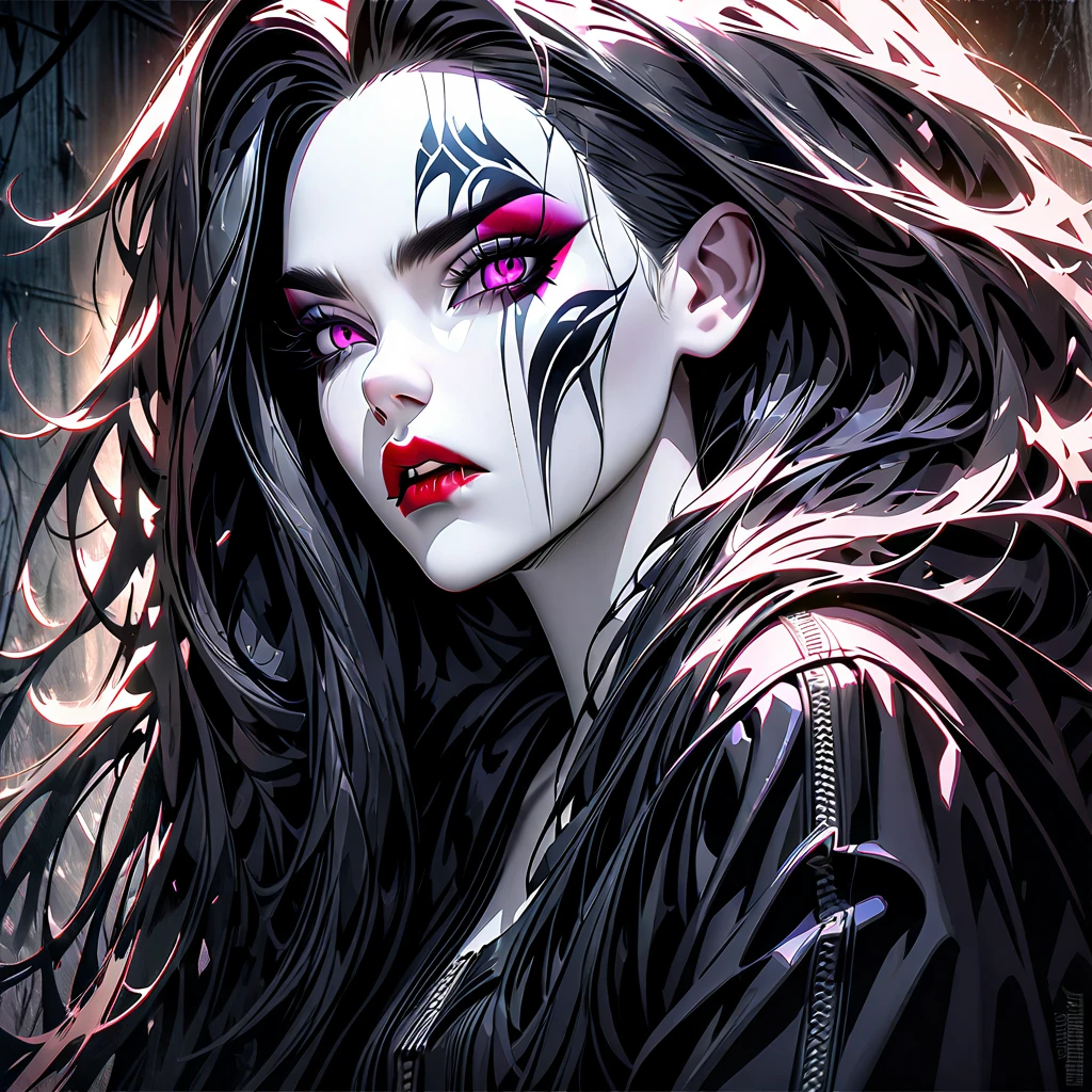 Mean Girls, Beautiful Face, Evil expressions, Sharp Eye, Long eyelashes, Detailed facial features, Pale skin, Heavy makeup, Dark clothing, Cold attitude, A commanding presence, Dramatic lighting, Gloomy atmosphere, Cinematic, Dark fantasy, Digital Art