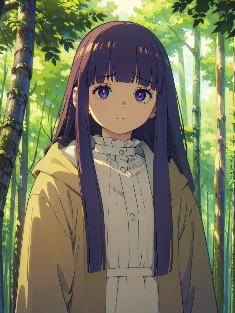 1girl,fern,fern_clothes,angry,puffed cheeks,closed_mouth,forest,looking at viewer,upper_body