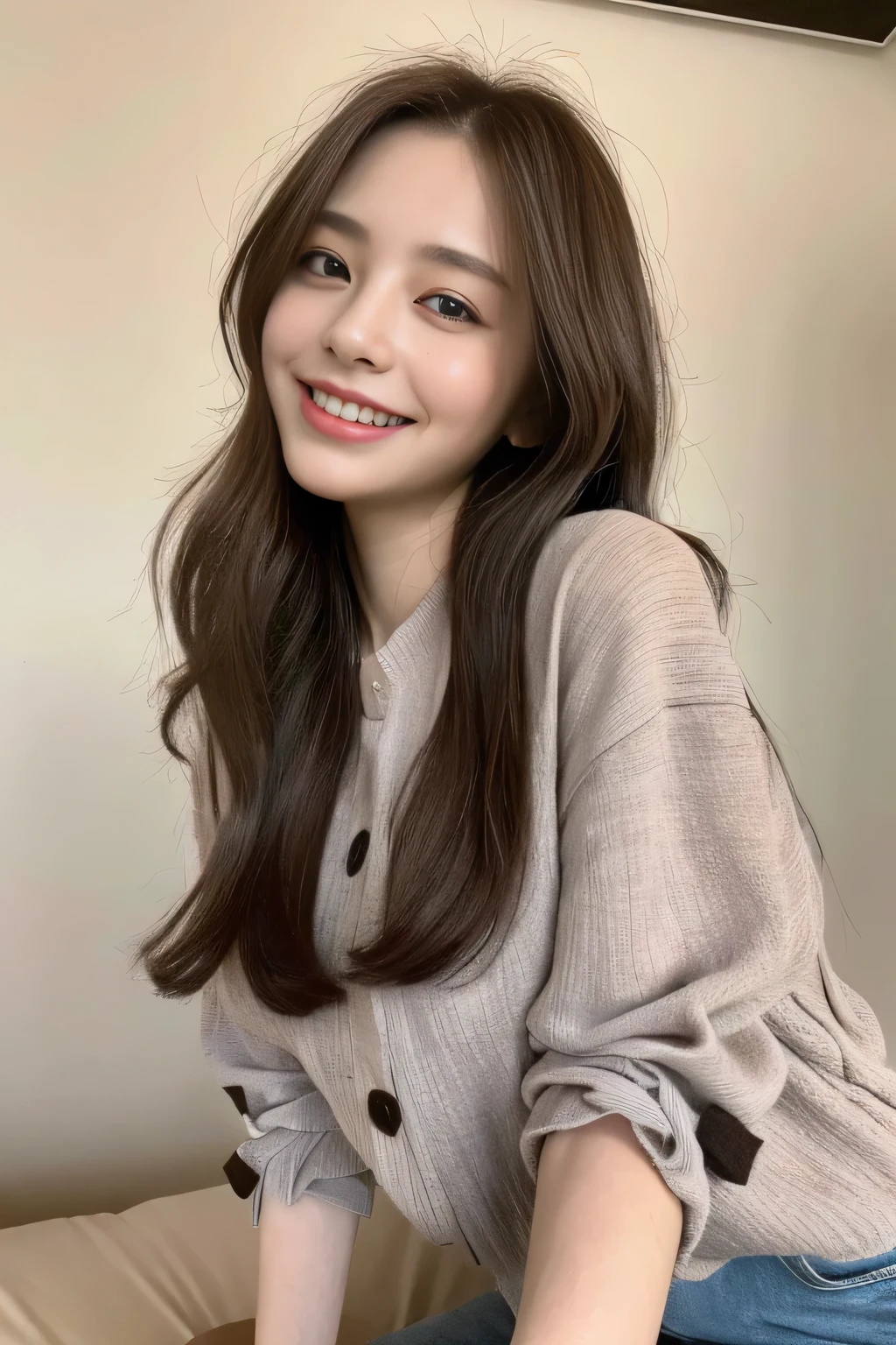 seed:2020674263.((Full body angle:1.1)).((Highest quality, 8K, masterpiece:1.3)), ((from below:1.1)).concentrated:1.2, Perfect body beauty:1.4, Hips:1.2, ((Delicate Hair)), (Colorful button-through crop shirt :1.1) , ((Highest quality、、masterpiece:1.3))、1 Girl、A sloppy smile、Esbian all over、Slim face、Big Boobs、Beautiful woman、(Dark Brown Hair)、Long Hair、1、Flickering Valley、Detailed eyes、double eyelid、Blurred Background、超Slim face、Smile、Looking down、stroll、