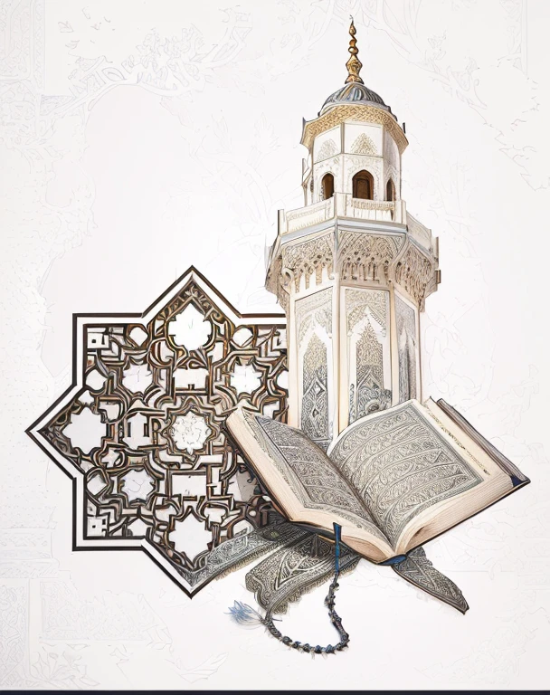 a sketch of a mosque with a book and a detailed intricate illustration, highly detailed vector art, engraved vector, intricate detailed illustration, elaborate illustration, highly detailed illustration, intricate details illustration, beautiful detailed illustration, detailed vectorart, islamic architecture, detailed vector, elaborate ink illustration, sketch illustration, high quality sketch art, ultra detailed intricate ornate, ultra detailed illustration