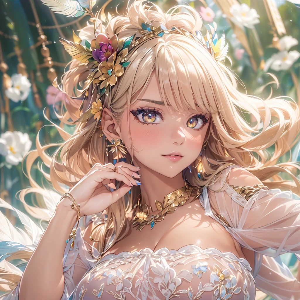 最高のmasterpiece、beautiful美しさ, 3D 2D, rich, blonde, stockings, High heels, poison、star、star、(Highly detailed CG Unity 8K wallpaper),(masterpiece), (最high quality), (Very detailedな), (Best Shadow), sharp eye liner, eye shadow, (((fine eye:1.1))), 超High resolution,Mature Woman、Sensual curves、Huge breasts、Thighs、bubble、お尻のmasterpiece,Very detailedな, full body shot, Mature Woman, beautiful Mature Woman, Nightgowns and underwear, Captivating smile, Thick lips, plump唇, blush, Looking at the audience, Provocative expression, beautiful髪型, Cleavage, plump、Curvy Hips、Attractive face、Sexy Lingerie、An inviting gaze、Expressing emotions、Gorgeous Accessories 、Big Breastsの女性, colored feather, Precious metal decoration, colored Flowers, particle, Light, (masterpiece, 最high quality, 最high quality, Official Art, beautiful and aesthetic:1.2), (1 Girl:1.3), Very detailed,(Fractal Art:1.1),(colorful:1.1)、(Flowers:1.3),Most detailed, (Dynamic pose), (Abstract background:1.3), (Shiny skin), (Many colors :1.4), (Earrings:1.4), (feather:1.4),masterpiece, 最high quality, Very detailedな, beautiful 、Mr.々Hair style,Gold headband,Ample breasts,beautiful butt,Greek clothing,Tulle covers the chest,Perfect balance, Detailed clothing,marble,cinematic Lighting, Film Grain, 8K, masterpiece, Very detailedな, High detail, high quality, High resolution,Openwork decoration,(((See-through dress)))、(((解剖学的に正しいbody))) , 最high quality, Very detailedな,Thighs, Big Breasts, Are standing, Cowboy Shot, blush, (((1 Girl))), (masterpiece:1.3), (High resolution), (8K), (Very detailed), Perfect Face, (((最high quality))), (Very detailedな), detailed face, (alone),beautiful目,(((Sexy pose)))、(((整ったBig Breasts)))、((beautiful 目))、luxury、(((超High resolution)))、(((Detailed Description)))、(((ぽっちゃりbody型)))、(((解剖学的構造に一致したbodyの部位)))、beautiful長いまつ毛、バランスのとれたbody型,2 feet、Perfect size for legs and arms、Fishnet tights、glamorous、(((Clear white and black 目)))、lipstick、(Undistorted face and eyes, body)、jewelry、gem、(長くカールしたbeautifulまつ毛)、(((バランス良いbeautiful胸)))、(transparent, Exquisite skin:1.2)、(((完璧なglamorousボディー)))、Actress's face、Super beautiful、Cute Smile、Healing beauty、Flower Shower、Perfect Eyes、Realistic depiction、Super sexy、Shiny、glamorous、tutoring、Unblurred eyes