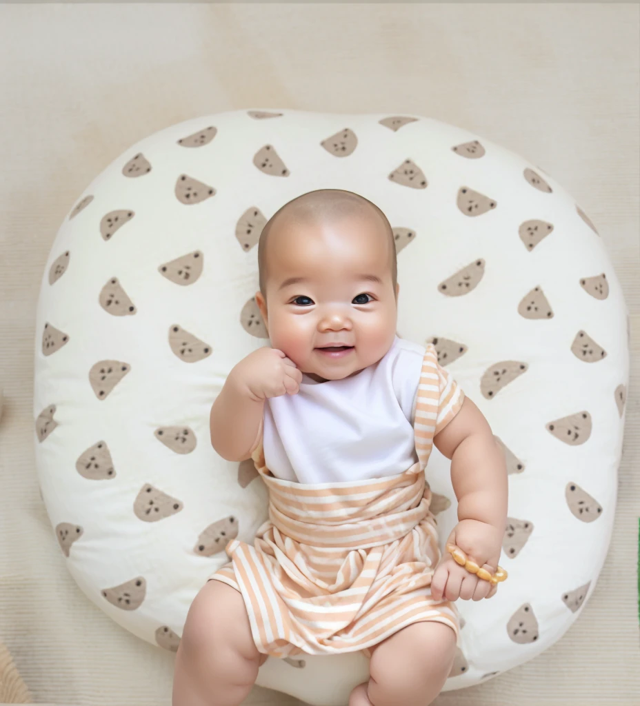 souriant baby with orange robe and a buddha statue in the background, bouddhiste, bouddhisme, moine, large sourire, sourire serein, bouddhiste moine, grand sourire, with a expression heureuse, drôle, sourire innocent, expression heureuse, small large sourire, cute souriant face, souriant expression, happy and souriant, mine réjouie, large sourire, souriant, il est très content, sourire effronté