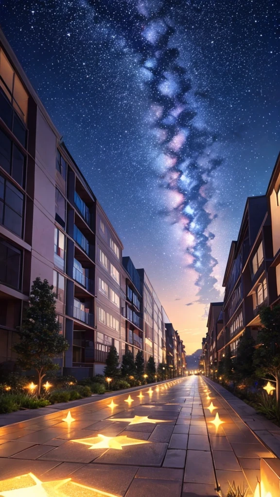 Fantastic starry sky colorful walkway