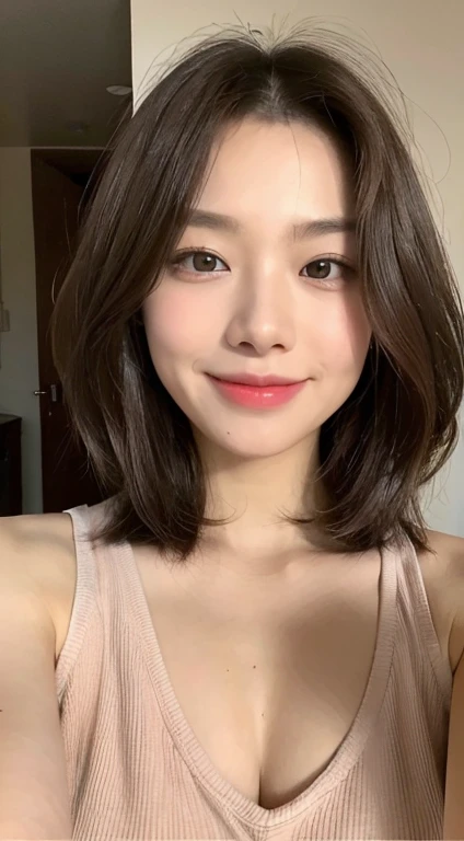 ((Highest quality, 8K, masterpiece:1.3)), concentrated:1.2, Beautiful woman with perfect figure:1.4,, ((Cut your hair in layers, Beautiful breasts:1.2)),Highly detailed face and skin texture, Detailed eyes, double eyelid,Whitening the skin,Long white hair,smile,Five fingers,Her chest is a C cup,Clean room,nude