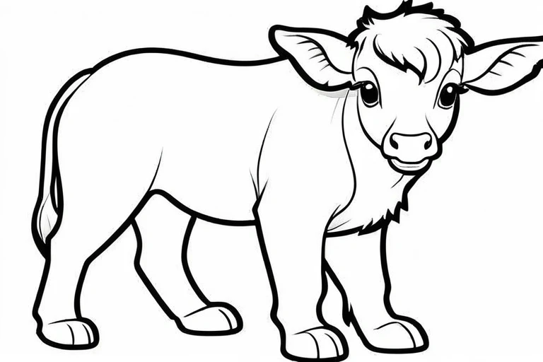 Coloring page of a animals, cartoon style, thick lines, no color, white background, only strokes