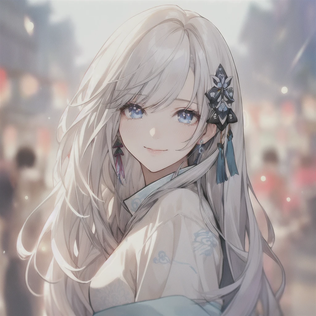 Anime girl with long white hair and blue eyes in the city, White-haired God, Beautiful anime portraits, Detailed portrait of an anime girl, Perfect white hair girl, Beautiful Anime Girls, Beautiful Anime Women, White Hair Girl, Cute Anime Girl Portrait, palace , Girl in Hanfu, From Girls Frontline, guweiz on pixiv artstation, ”Beautiful Anime Women