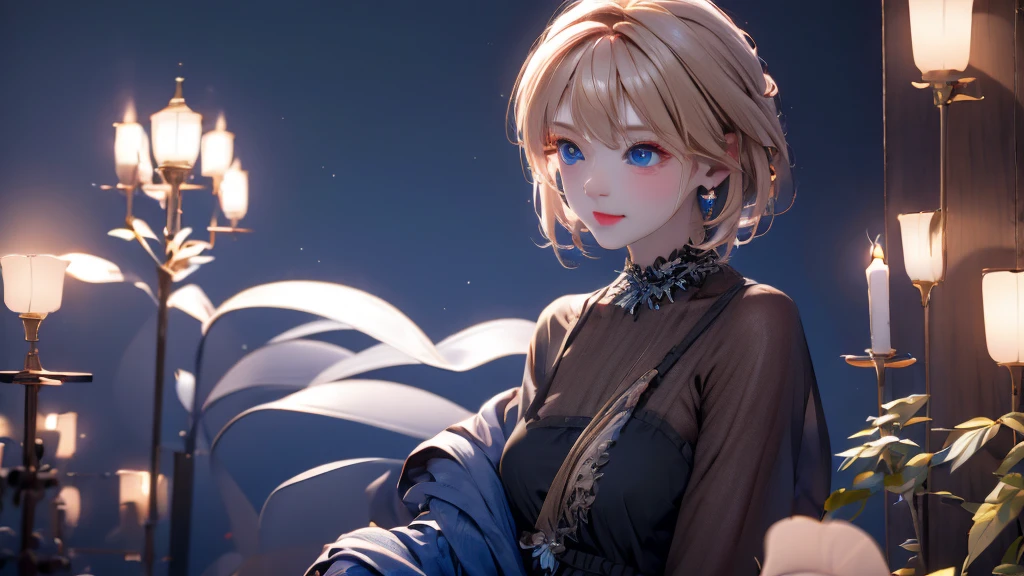 1 Girl , Girl medium light Gold hair, light blue eyes, wearing dress black 4D, night town , 18+ , high res, ultrasharp, 8K, masterpiece, looking from front
